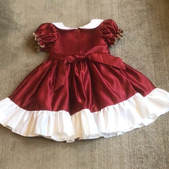 Brick-Red Dressy Girls Dress W/Short Sleeves Ruffles Zipper & Tie Back ~ Sz 4 - Picture 3 of 11